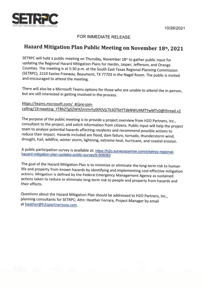 Public Meeting Notice Oct 26, 2021