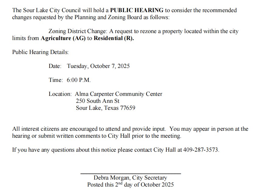 Public Hearing October 7th
